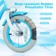 Close-up of the durable wear-resistant rubber pneumatic tire on a kids' bike, featuring a protective layer for smooth.