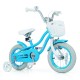 Kids bike in blue with removable basket, dual brakes, and adjustable seat for ages 3-5, perfect for smooth riding.