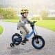 Kids bike with removable training wheels, adjustable seat, and navy frame, perfect for ages 3-8, ideal for outdoor fun.