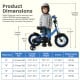Navy 12-inch kids bike with removable training wheels, adjustable seat, and dual brakes for ages 3-8 years old.