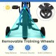 Kids bike with removable training wheels, adjustable seat, and dual brakes for ages 3-8, ideal for building confidence.