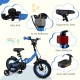 Kids bike with removable training wheels, navy color, adjustable seat, and reflectors for safety, perfect for ages 3-8.