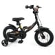 Kids bike with removable training wheels, adjustable seat, and dual brakes, perfect for ages 3-8, in black color.
