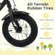 Close-up of the 12-inch kids bike's all-terrain rubber tire, featuring crack-resistant and wear-resistant qualities.