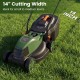 Electric corded lawn mower with a 13.5-inch cutting width and 35L collection box, ideal for small to medium lawns.