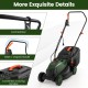 Close-up of the 12-AMP electric lawn mower's wide U-shaped handle and convenient carrying handles for easy.
