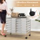 12-drawer rolling storage cart with transparent drawers, metal frame, and lockable wheels for easy movement in home or.