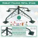 Robust foldable metal stand for a 12 ft pre-lit Christmas tree, featuring pre-drilled holes and anti-tipping design.