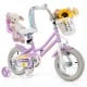 12-inch girls bike in pink with doll seat, streamers, and training wheels, perfect for children aged 3-4 years.