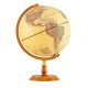Antique 12-inch illuminated world globe with a bronze base, featuring clear geographic details and a tactile embossed.