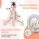 Removable training wheels on a pink 12-inch kids bike with sturdy metal frame, ideal for beginners aged 3-8 years.
