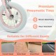 Close-up of 12-inch pink kids bike with premium pneumatic tires, designed for various road surfaces and safe riding.