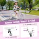 12-inch purple kids bike with adjustable seat and handlebars, featuring training wheels for safe riding and balance.