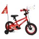 Christmas-themed 12-inch kids bike with adjustable seat, training wheels, music, and safety flag for ages 3-5 years.