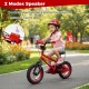 12-inch kids bike in red with Christmas music, adjustable seat, training wheels, and safety flag for ages 3-5.