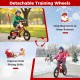 12-inch kids bike with detachable training wheels, adjustable seat, and Christmas music, perfect for ages 3-5 years.