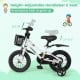 12-inch kids bike in white with adjustable seat, training wheels, and hand brake for children aged 3-4 years.