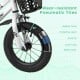 Close-up of the 12-inch kids bike's wear-resistant pneumatic tire, featuring a rubber outer and protective layer for.