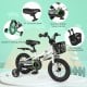 12-inch kids bike with training wheels, sturdy carbon steel frame, adjustable seat, and removable storage basket for.