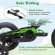 Close-up of the 12-inch kids bike featuring a hand brake, rear coaster brake, and fully enclosed chain guard for safety.