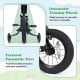 Detachable training wheels and textured pneumatic tires enhance safety and traction for the 12-inch kids bike.