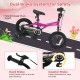 12-inch pink kids bike with removable training wheels, handbrake, coaster brake, and enclosed chain guard for safety.