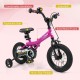 12-inch pink kids bike with removable training wheels, solid metal frame, adjustable seat, and comfortable handlebars.