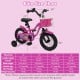 Bike size chart for the 12-inch Magic Rose kids bike, detailing dimensions and suitable age range for children.