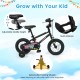 12-inch kids bike with adjustable seat, detachable training wheels, and vibrant monster graphics for ages 3-4.