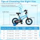 12-inch kids bike in blue with training wheels, adjustable seat, and vibrant monster graphics for ages 3-8 years.