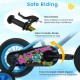 Close-up of the 12-inch kids bike's hand brake, rear coaster brake, and enclosed chain guard for safe riding.