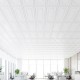 Ceiling view showcasing 3D-style PVC tiles, lightweight and easy-to-clean, perfect for minimalist interior decor.