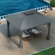 Gray 12x10 feet heavy-duty steel gazebo with double vented roof and curtains for outdoor gatherings and privacy.