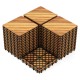 Acacia wood interlocking deck tiles in a stacked arrangement, featuring a waterproof design for outdoor use.