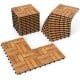 Acacia wood interlocking deck tiles in a natural finish, 12 x 12 inches, waterproof design for outdoor flooring.