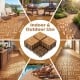 Acacia wood interlocking deck tiles, 12 x 12 inches, suitable for indoor and outdoor use in various settings.