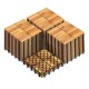 Acacia wood interlocking deck tiles in a stacked arrangement, 12" x 12", ideal for outdoor patio and balcony use.