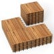 Acacia wood interlocking deck tiles in a natural finish, 12 x 12 inches, ideal for outdoor patios and balconies.