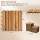12 x 12 inch acacia wood interlocking deck tiles, 27 pieces, showcasing dimensions for easy installation in outdoor.