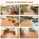 Acacia wood interlocking deck tiles in a natural finish, ideal for indoor and outdoor use on patios and balconies.