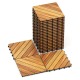 Acacia wood interlocking deck tiles in a stacked arrangement, ideal for outdoor patio and balcony use.