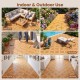 Acacia wood interlocking deck tiles in various settings, showcasing indoor and outdoor versatility for patios and.