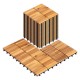 Acacia wood interlocking deck tiles stacked, 27 PCS, 12" x 12", waterproof for patio, balcony, and poolside use.
