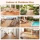 Acacia wood interlocking deck tiles, 12" x 12", shown in various settings for versatile indoor and outdoor use.