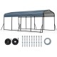 Heavy-duty 12 x 20 feet galvanized steel carport with black color-coated roof, includes anchors and expansion bolts.