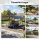 Heavy-duty 12 x 20 feet carport in black, featuring a galvanized steel frame, suitable for outdoor use as a shelter or.
