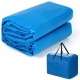 Blue 12 x 24 feet swimming pool cover with 12-mil thickness, featuring a carrying bag for easy storage and transport.