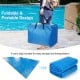 Blue 12 x 24 feet rectangle swimming pool cover with carry bag, featuring a foldable design for easy storage and.