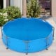 12ft round above ground swimming pool with a blue cover, made of durable PE material, ideal for outdoor use.