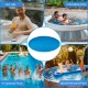 Round 12ft x 30in above ground swimming pool with a PE cover, designed to retain heat and reduce debris contamination.
